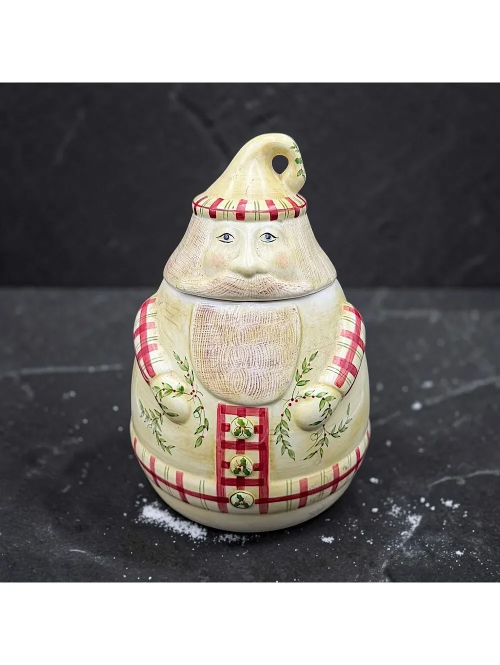 Large Vtg Laurie Gates Los Angeles Pottery Santa Cookie Jar Christmas Canister